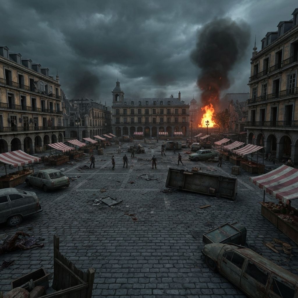 Plaza Mayor en ruinas